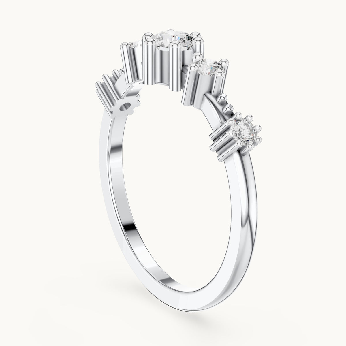Round cut lab-grown diamond half eternity band in 14K white gold, 0.52 CT TW, view 1