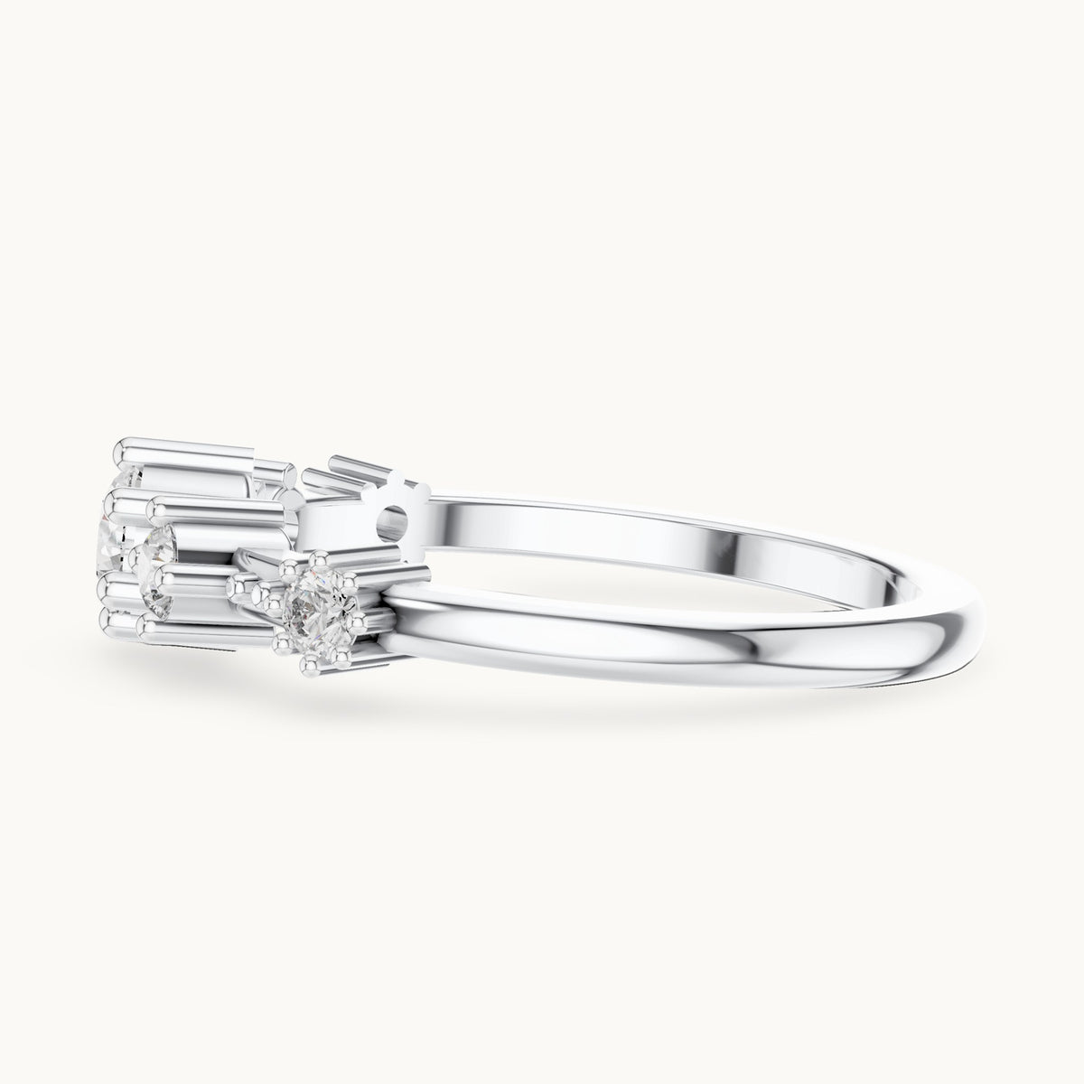 Round cut lab-grown diamond half eternity band in 14K white gold, 0.52 CT TW, view 2