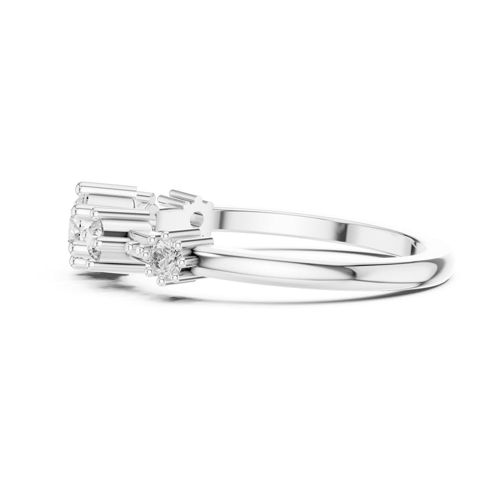 Round Cut Lab Grown Diamond Half Eternity Band, 0.52ct Total, Solid Gold