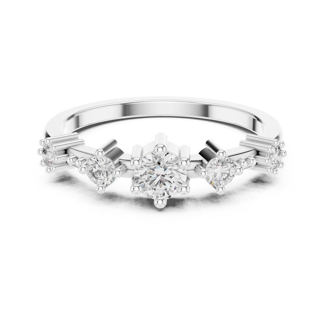 Round Cut Lab Grown Diamond Half Eternity Band, 0.52ct Total, Solid Gold