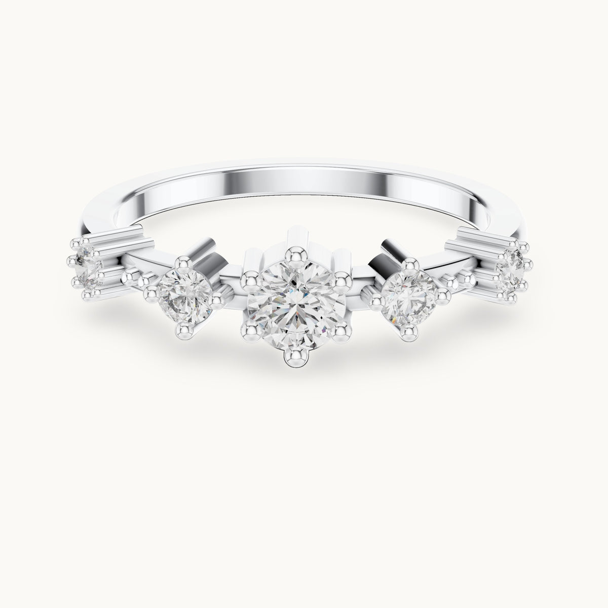 Round cut lab-grown diamond half eternity band in 14K white gold, 0.52 CT TW, view 3