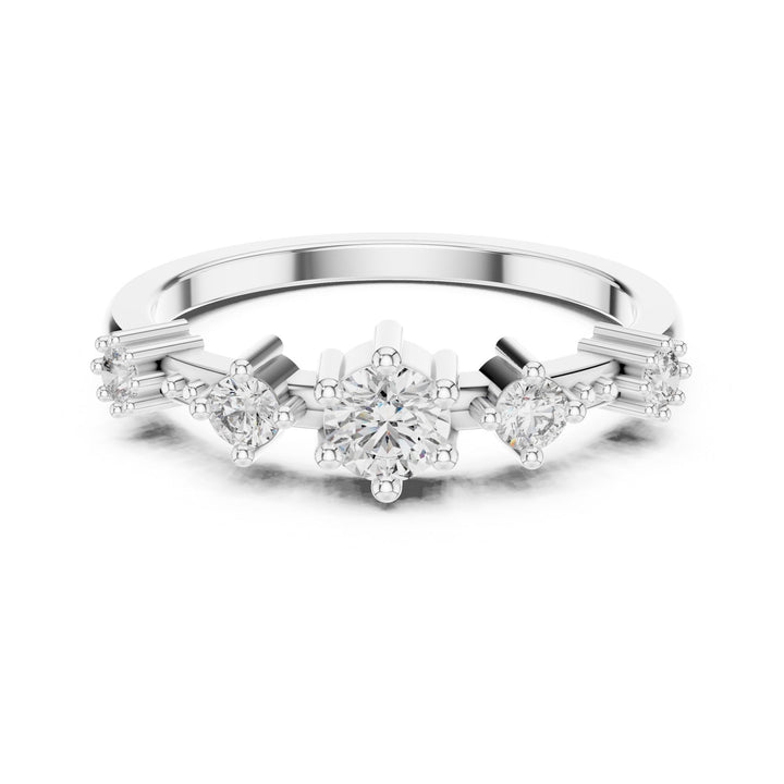 Round Cut Lab Grown Diamond Half Eternity Band, 0.52ct Total, Solid Gold
