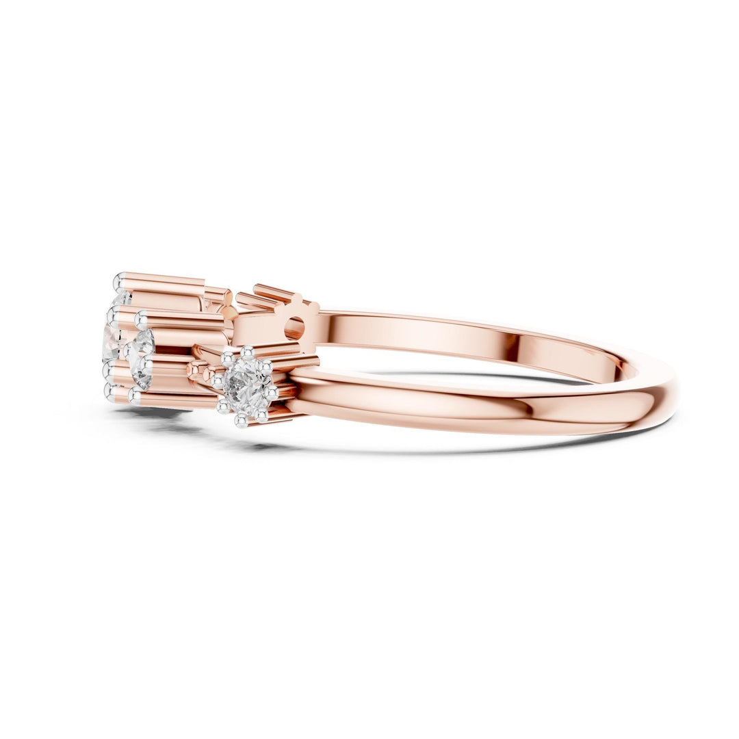 Round Cut Lab Grown Diamond Half Eternity Band, 0.52ct Total, Solid Gold