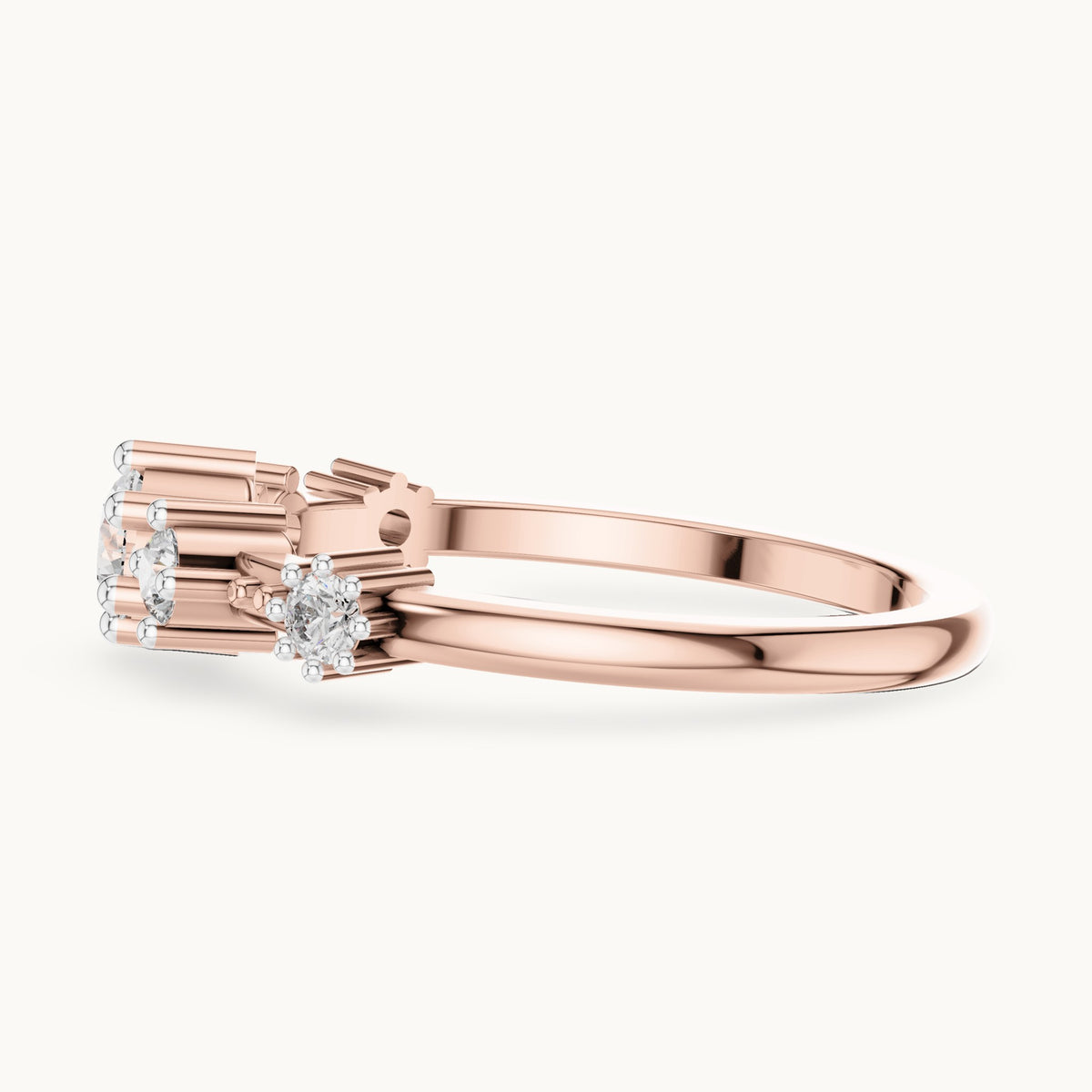 Round cut lab-grown diamond half eternity band in 14K rose gold, 0.52 CT TW, view 2