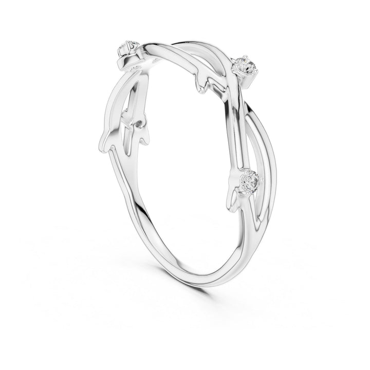Round Cut Lab Grown Diamond Half Eternity Band, 0.04ct Total, Solid Gold