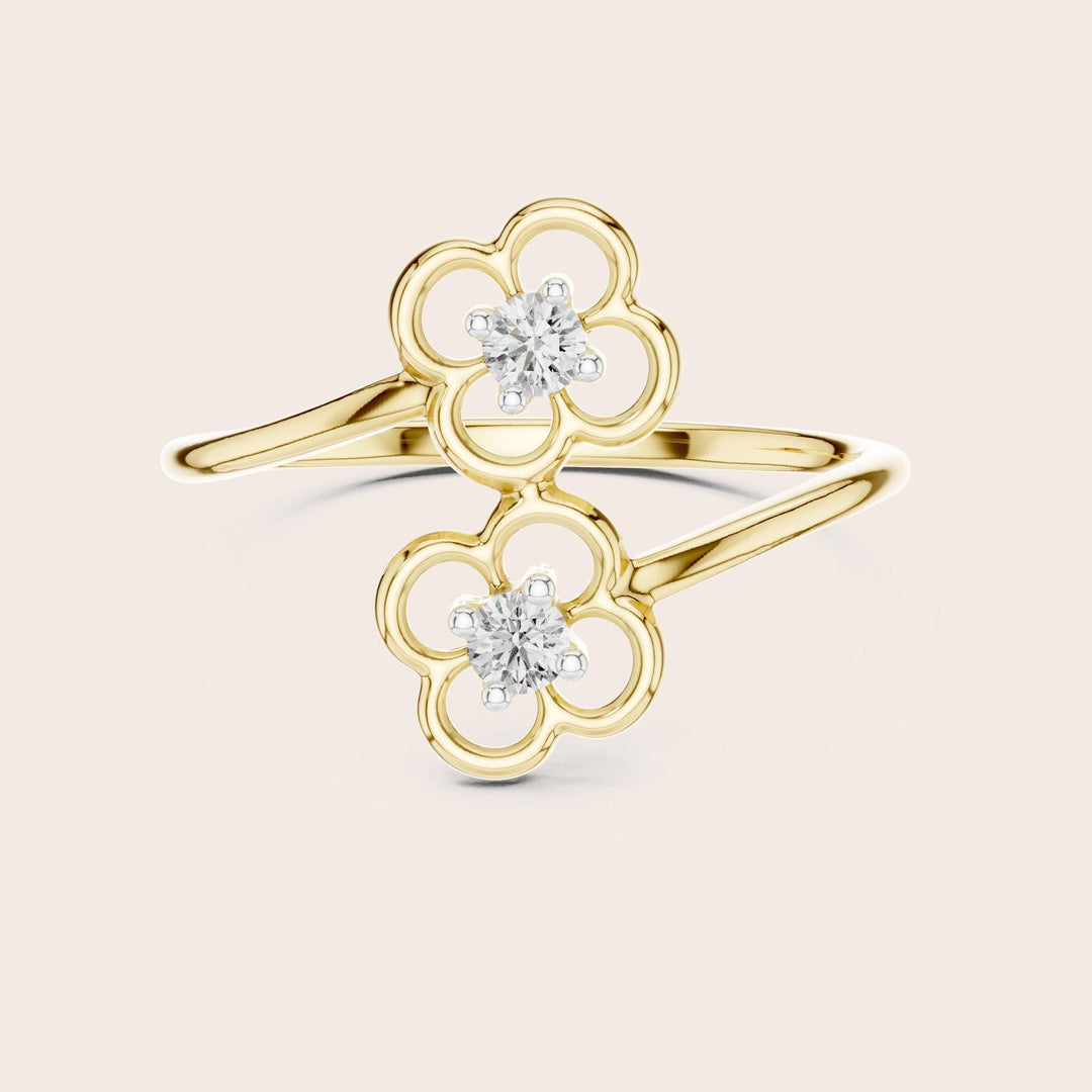 Round Cut Lab Grown Diamond Cluster Ring, 0.09ct Total, Solid Gold