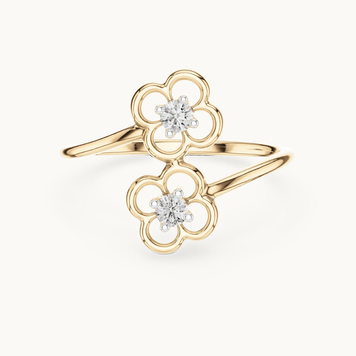 Round Cut Lab Grown Diamond Cluster Ring, 0.09ct Total, Solid Gold