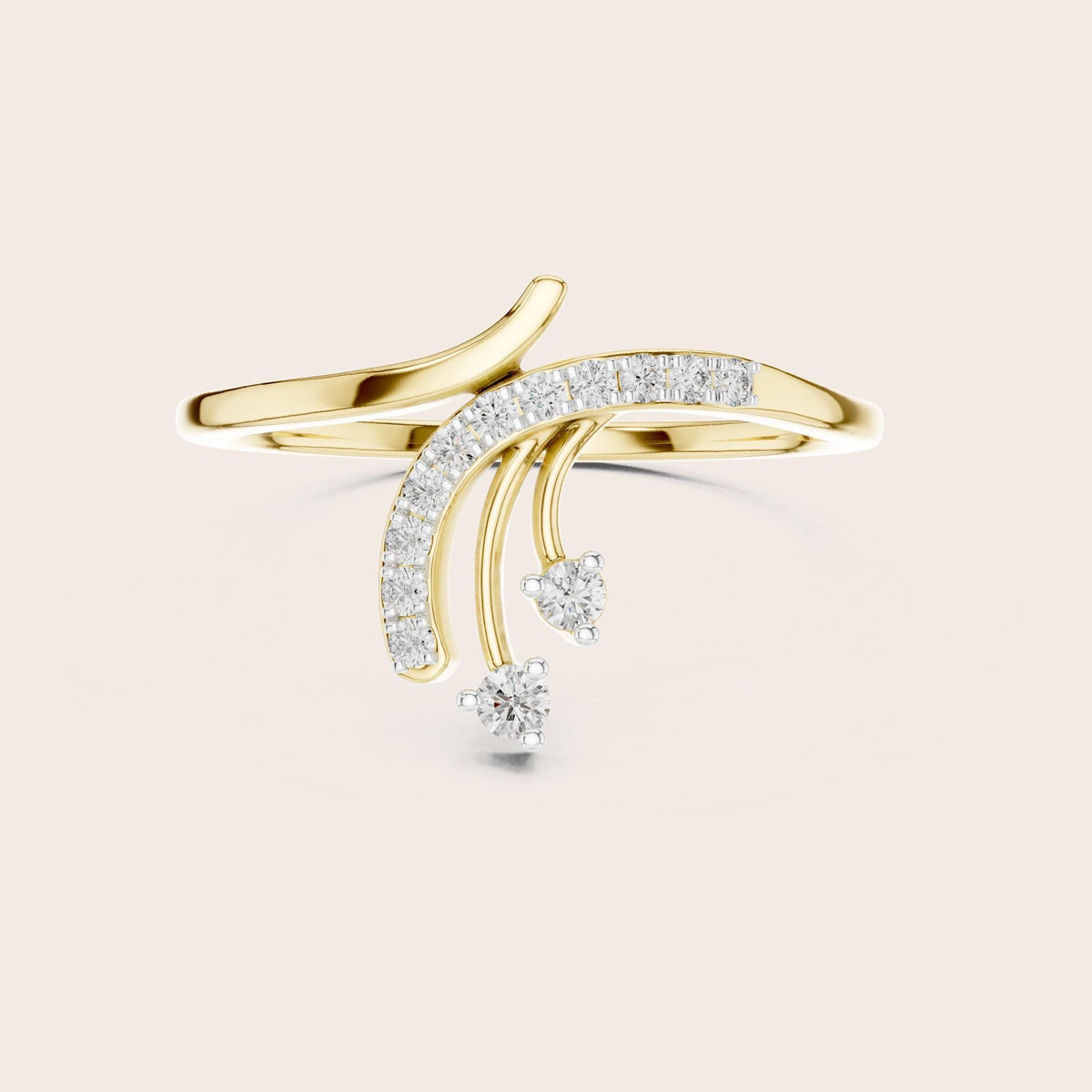 Round Cut Lab Grown Diamond Cluster Ring, 0.13ct Total, Solid Gold