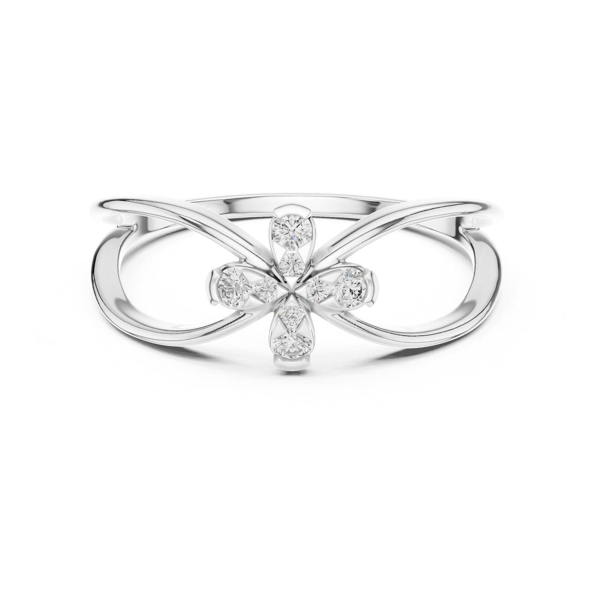 Round Cut Lab Grown Diamond Cluster Ring, 0.10ct Total, Solid Gold