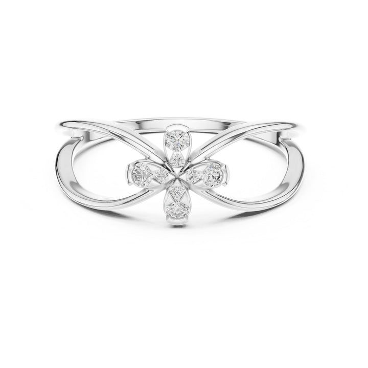 Round Cut Lab Grown Diamond Cluster Ring, 0.10ct Total, Solid Gold