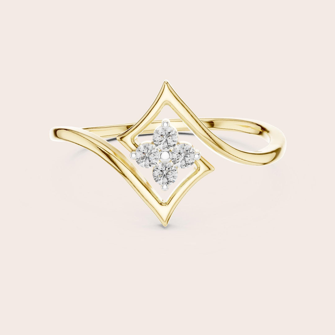 Round Cut Lab Grown Diamond Cluster Ring, 0.10ct Total, Solid Gold