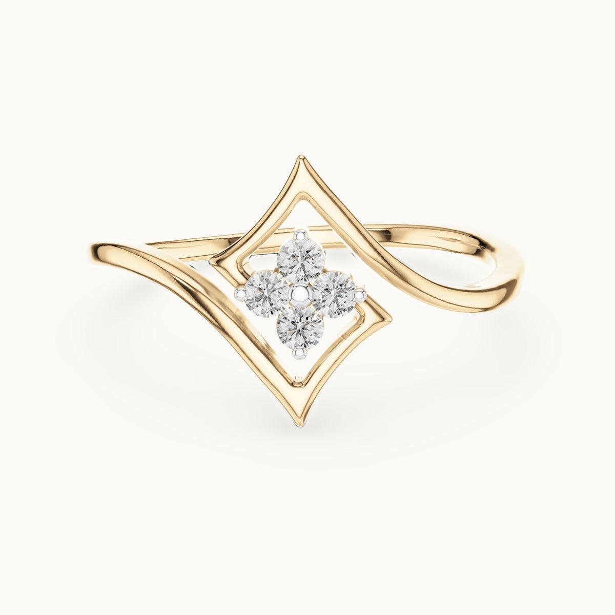 Round cut lab-grown diamond cluster ring in 14K yellow gold, 0.10 CT TW, view 1