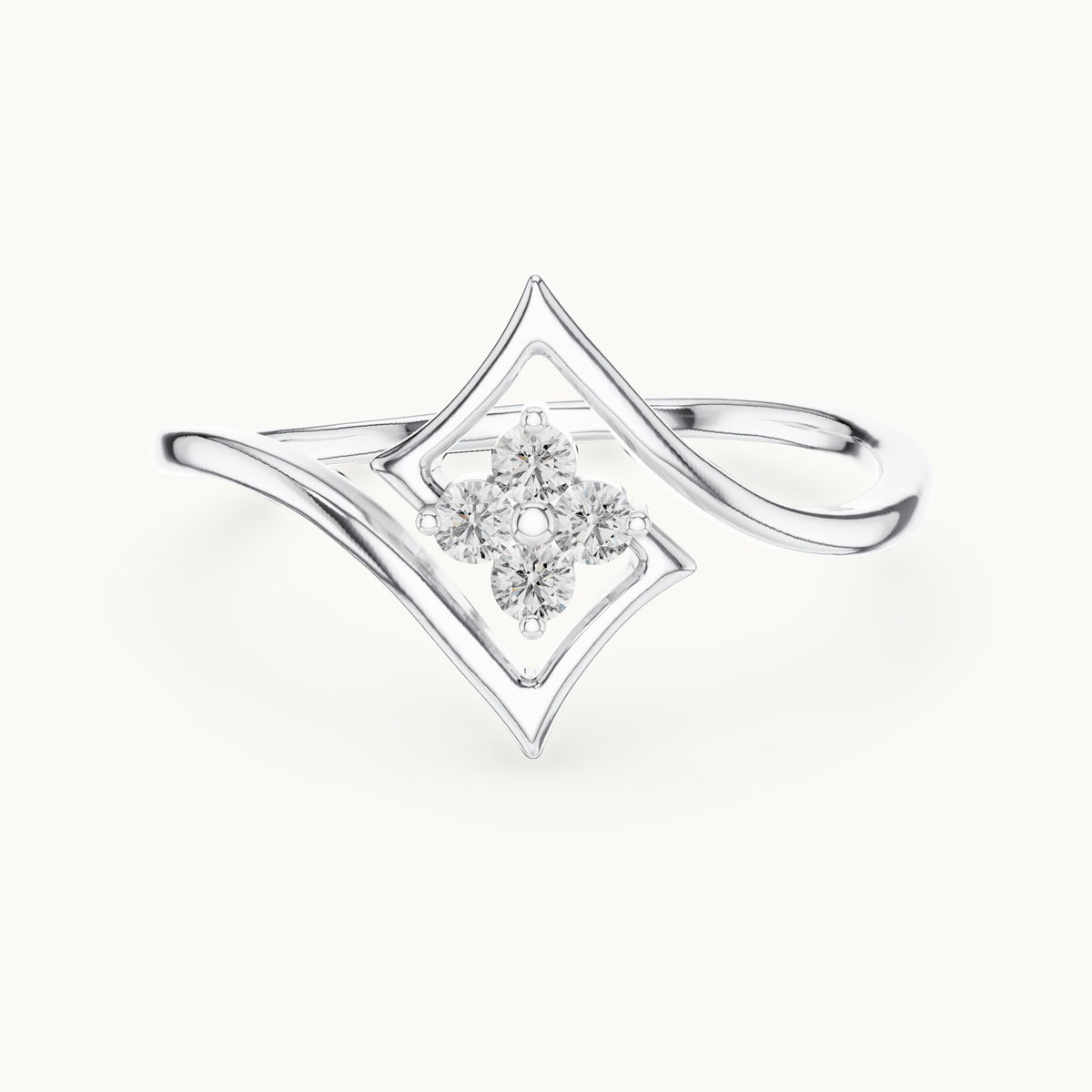 Round cut lab-grown diamond cluster ring in 14K white gold, 0.10 CT TW, view 3
