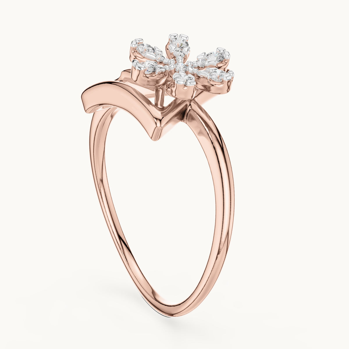 Round Cut Lab Grown Diamond Cluster Ring, 0.15ct Total, Solid Gold