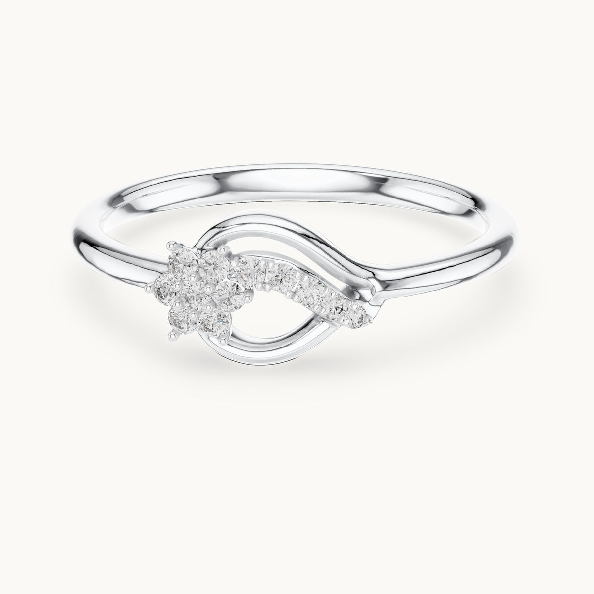Round Cut Lab Grown Diamond Cluster Ring, 0.10ct Total, Solid Gold