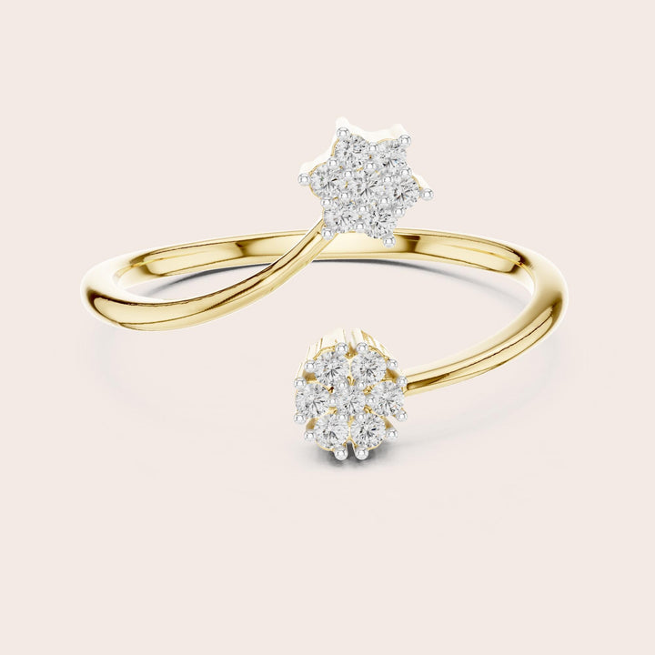 Round Cut Lab Grown Diamond Cluster Ring, 0.14ct Total, Solid Gold