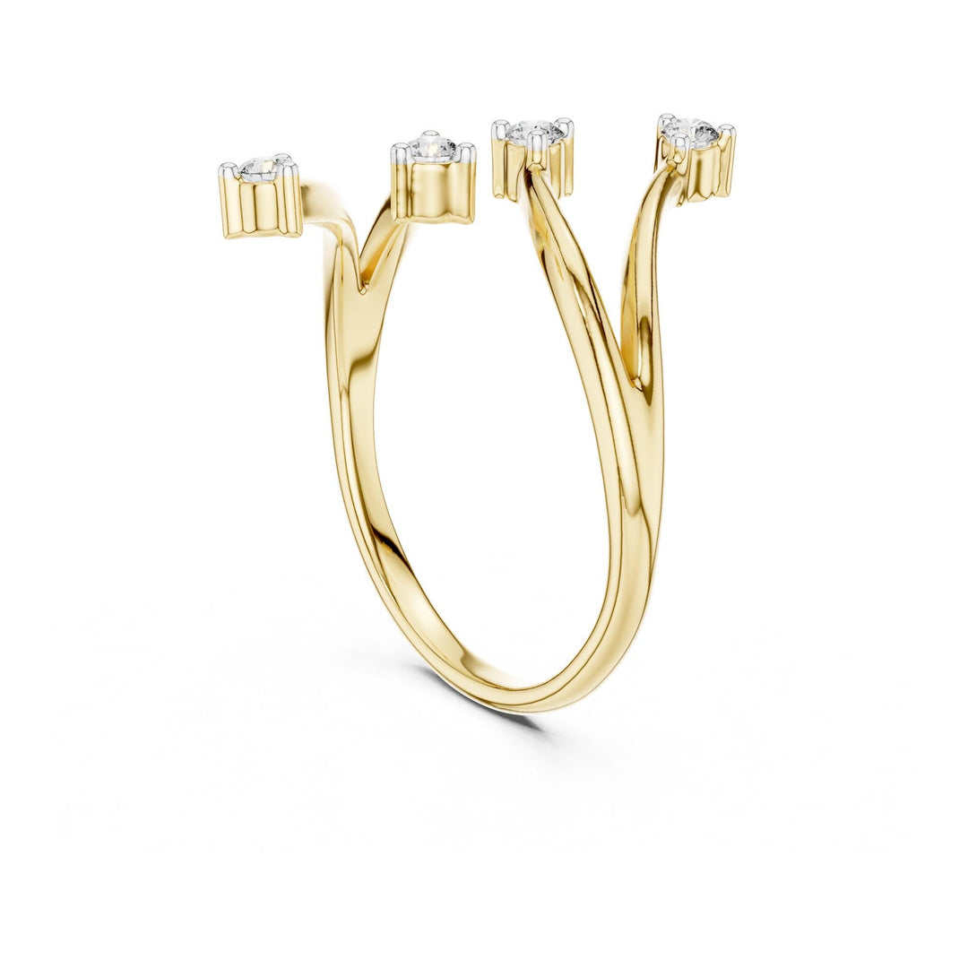Round Cut Lab Grown Diamond Cluster Ring, 0.12ct Total, Solid Gold