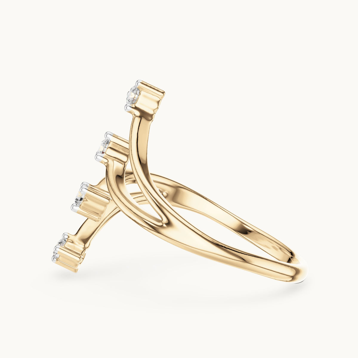 Round Cut Lab Grown Diamond Cluster Ring, 0.12ct Total, Solid Gold