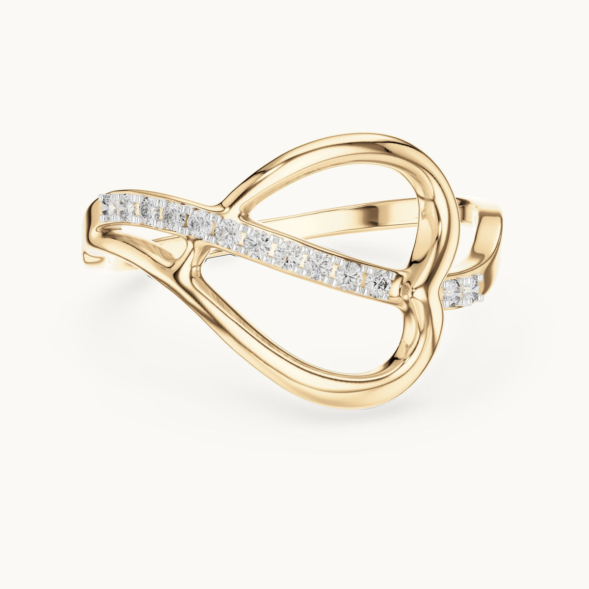 Round cut lab-grown diamond half eternity band in 14K yellow gold, 0.10 CT TW, view 1