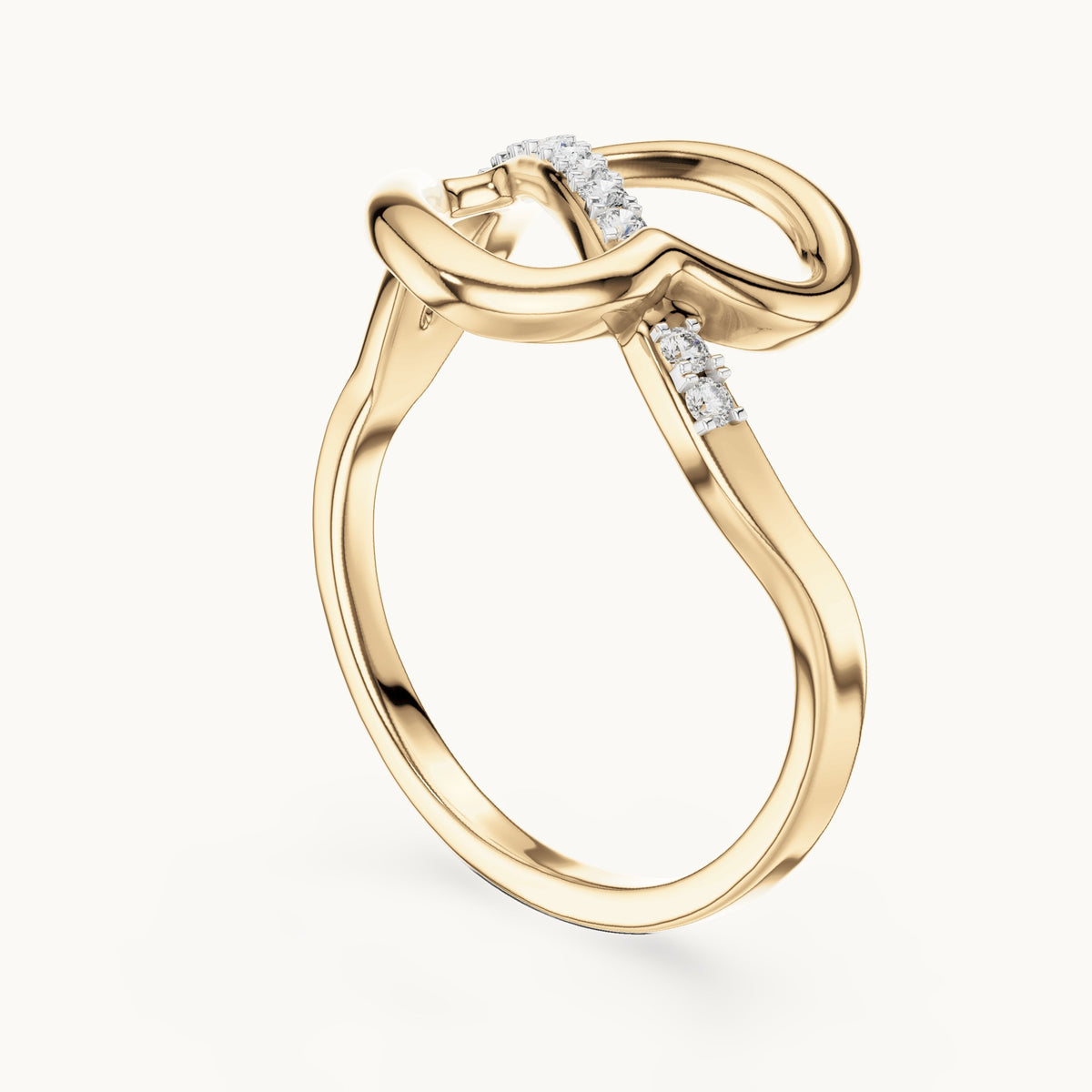 Round cut lab-grown diamond half eternity band in 14K yellow gold, 0.10 CT TW, view 2