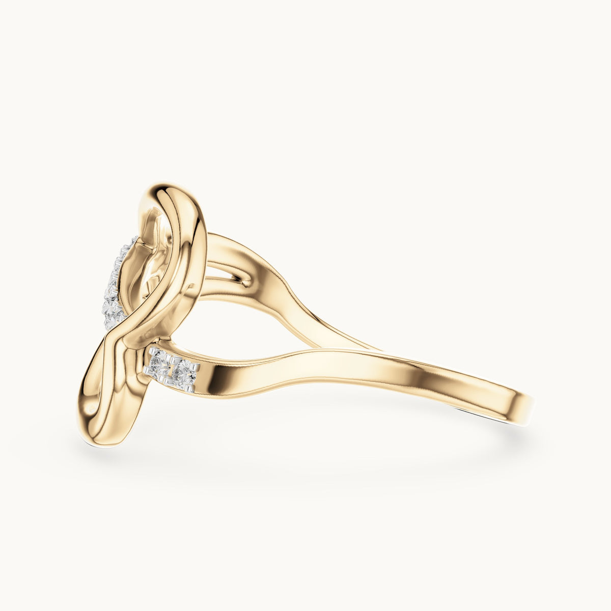 Round cut lab-grown diamond half eternity band in 14K yellow gold, 0.10 CT TW, view 3