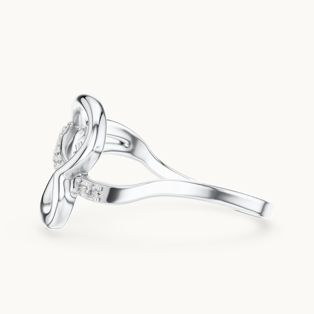 Round cut lab-grown diamond half eternity band in 14K white gold, 0.10 CT TW, view 2