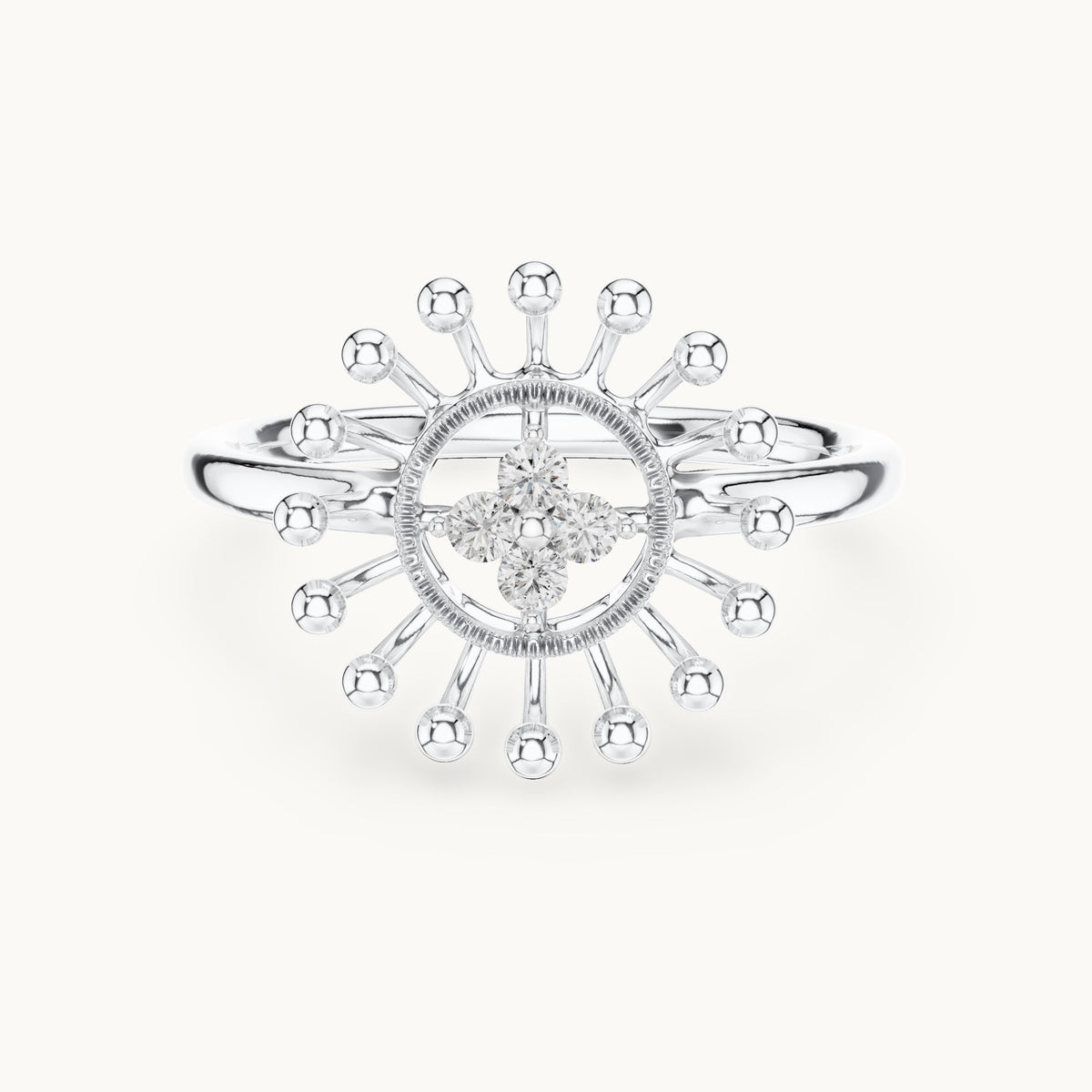 Round Cut Lab Grown Diamond Cluster Ring, 0.08ct Total, Solid Gold