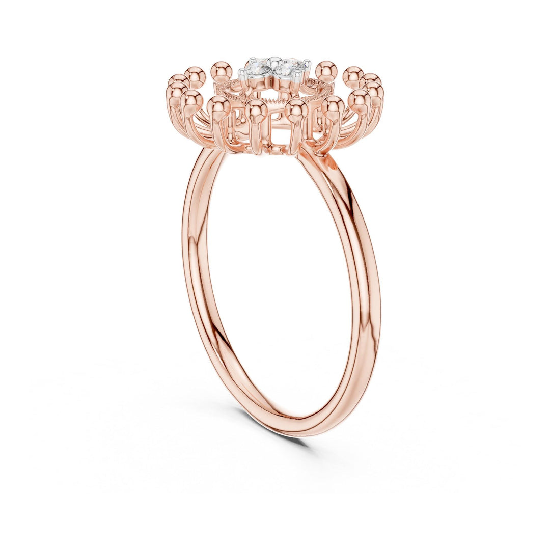 Round Cut Lab Grown Diamond Cluster Ring, 0.08ct Total, Solid Gold