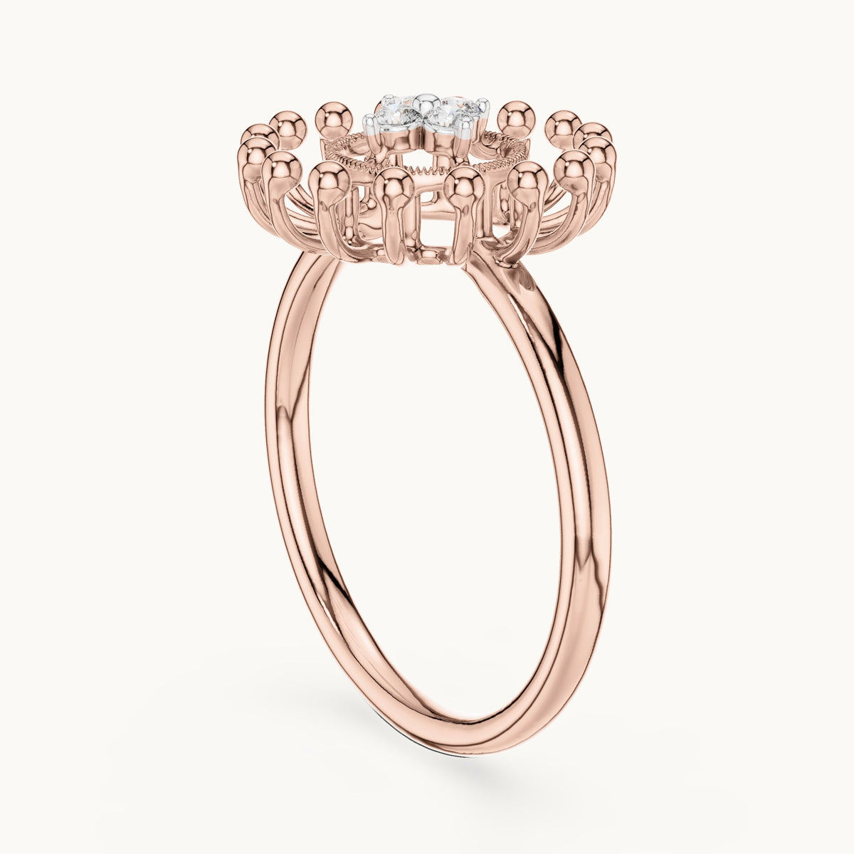 Round Cut Lab Grown Diamond Cluster Ring, 0.08ct Total, Solid Gold