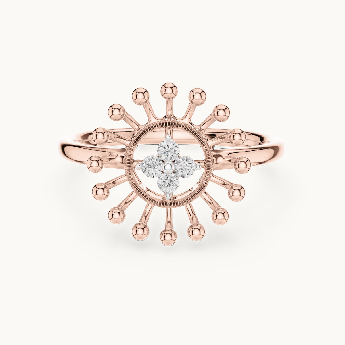Round Cut Lab Grown Diamond Cluster Ring, 0.08ct Total, Solid Gold