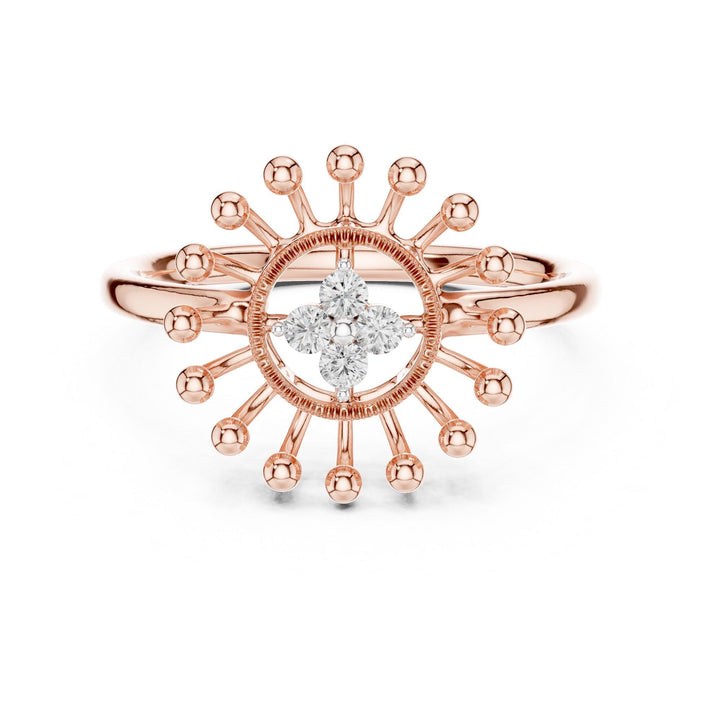 Round Cut Lab Grown Diamond Cluster Ring, 0.08ct Total, Solid Gold
