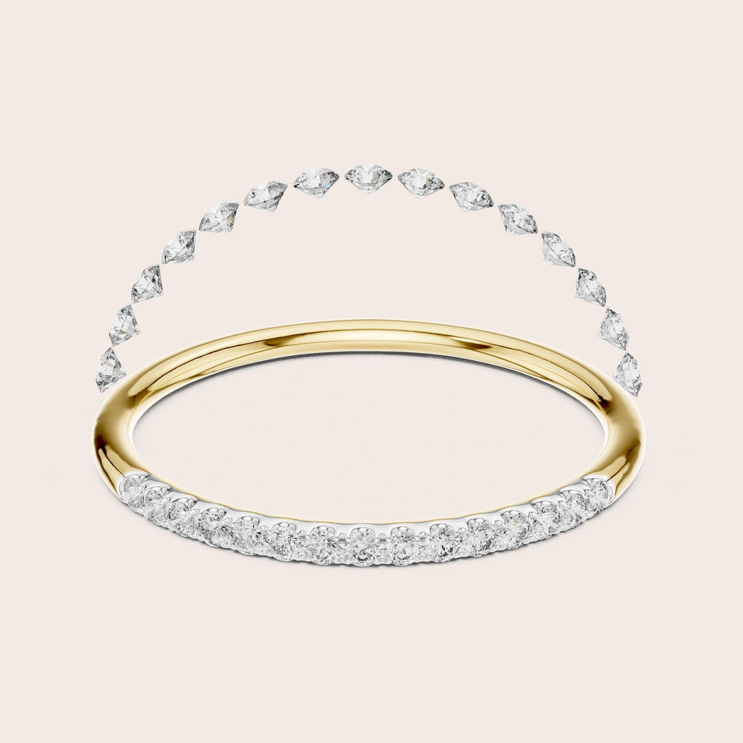 Round Cut Lab Grown Diamond Half Eternity Band, 0.12ct Total, Solid Gold