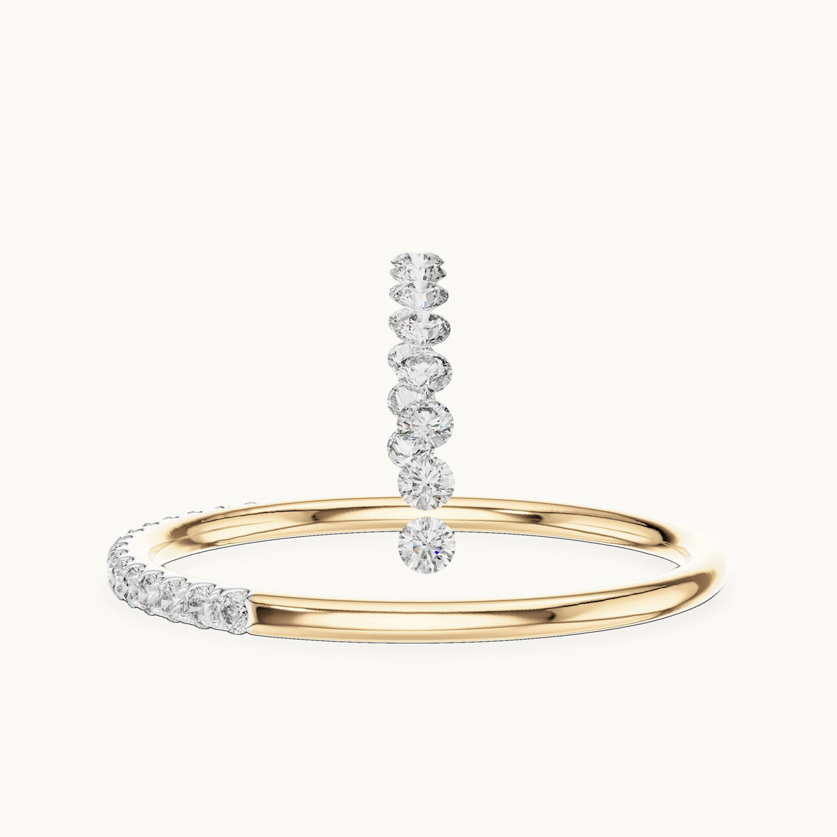 Round cut lab-grown diamond half eternity band in 14K yellow gold, 0.12 CT TW, view 3