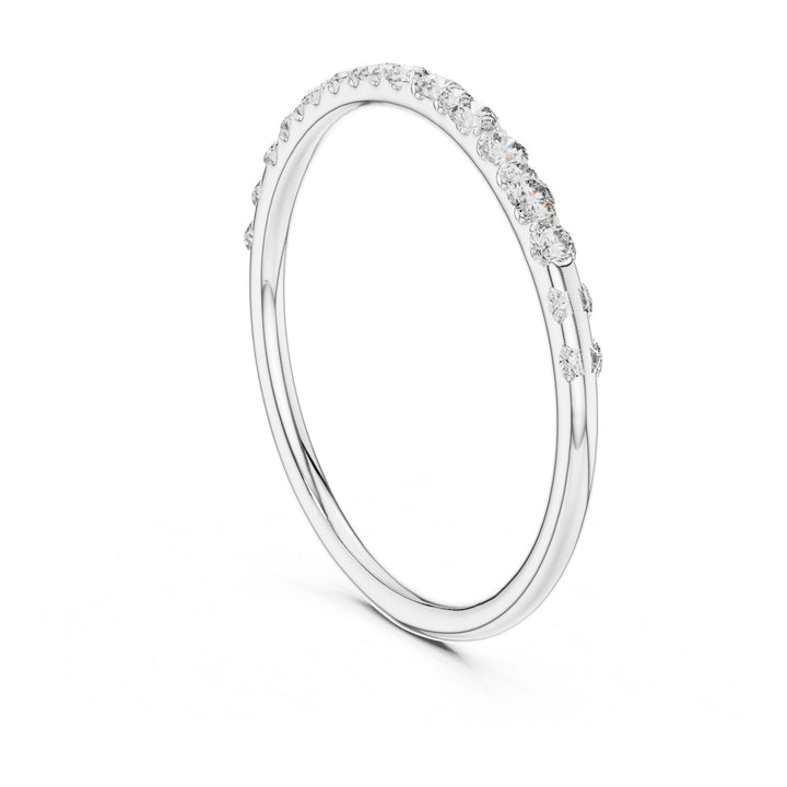 Round Cut Lab Grown Diamond Half Eternity Band, 0.12ct Total, Solid Gold