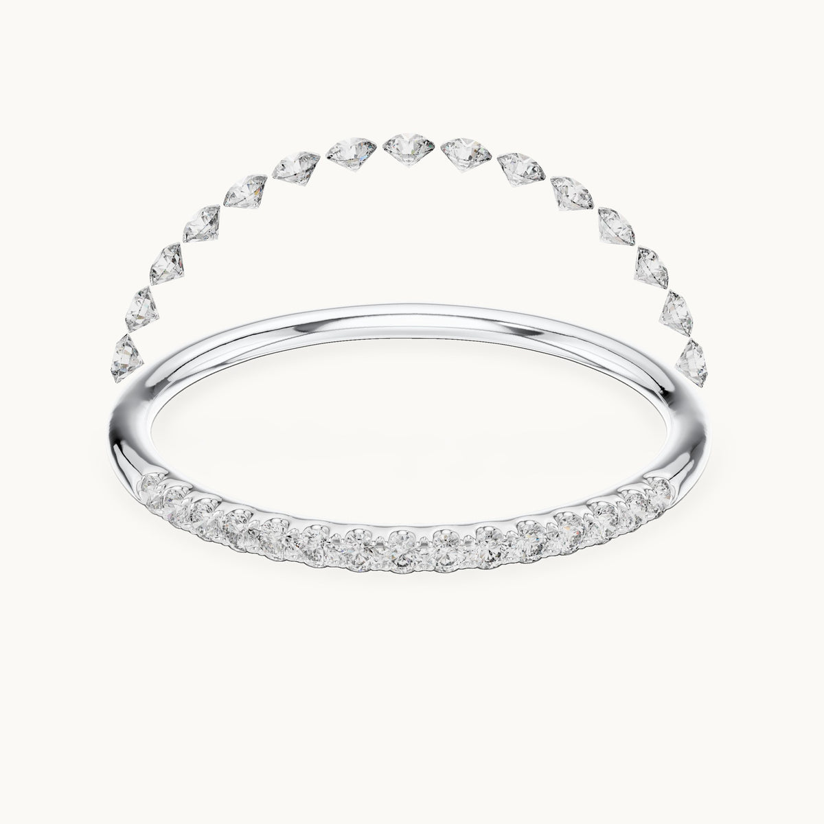 Round cut lab-grown diamond half eternity band in 14K white gold, 0.12 CT TW, view 3