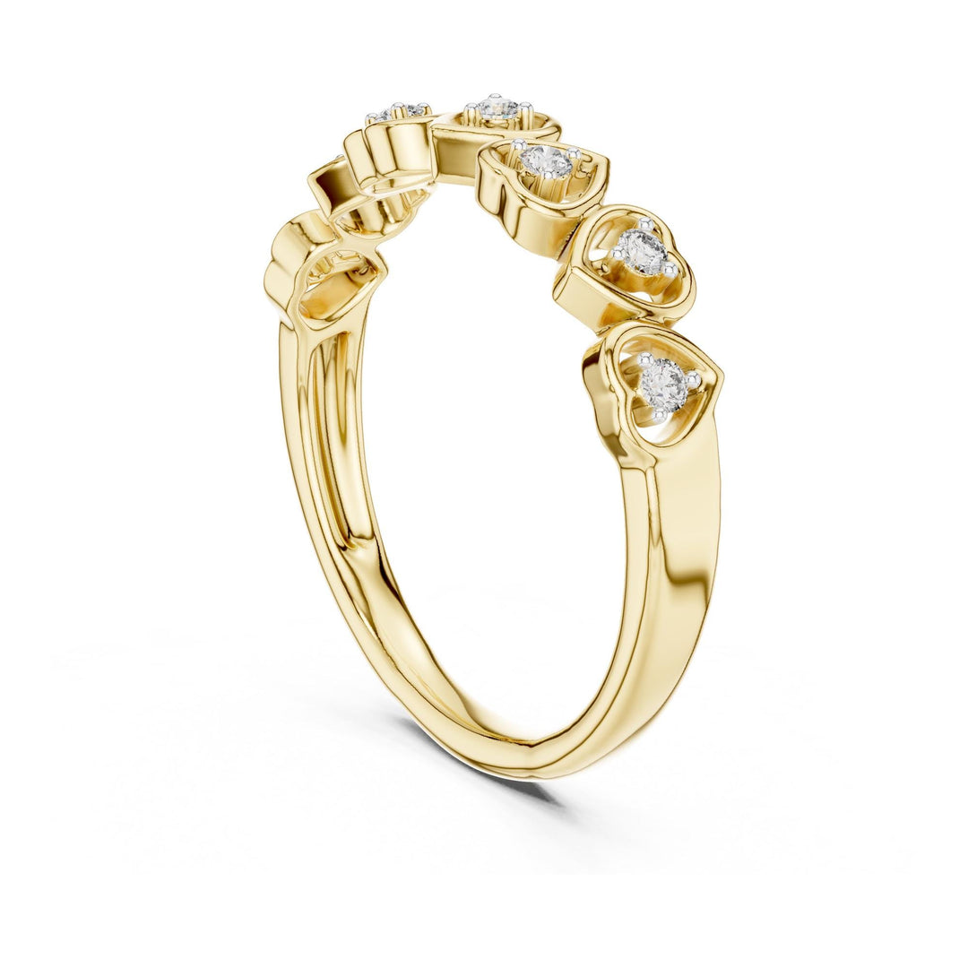 Round Cut Lab Grown Diamond Half Eternity Band, 0.10ct Total, Solid Gold