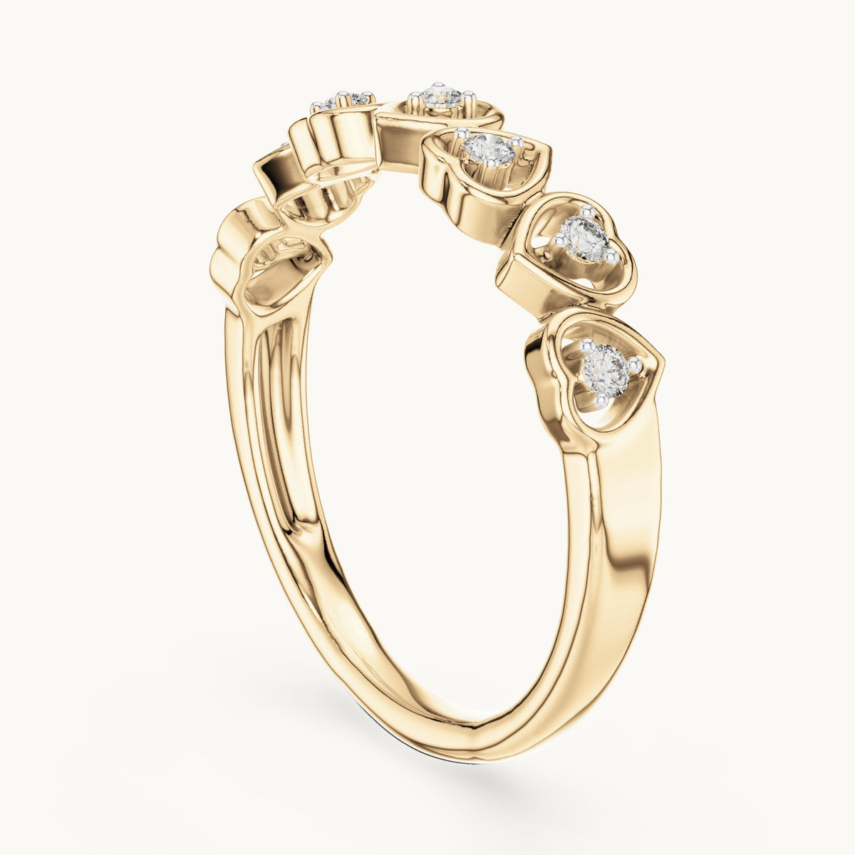 Round cut lab-grown diamond half eternity band, 0.10 CT TW, solid gold, view 2