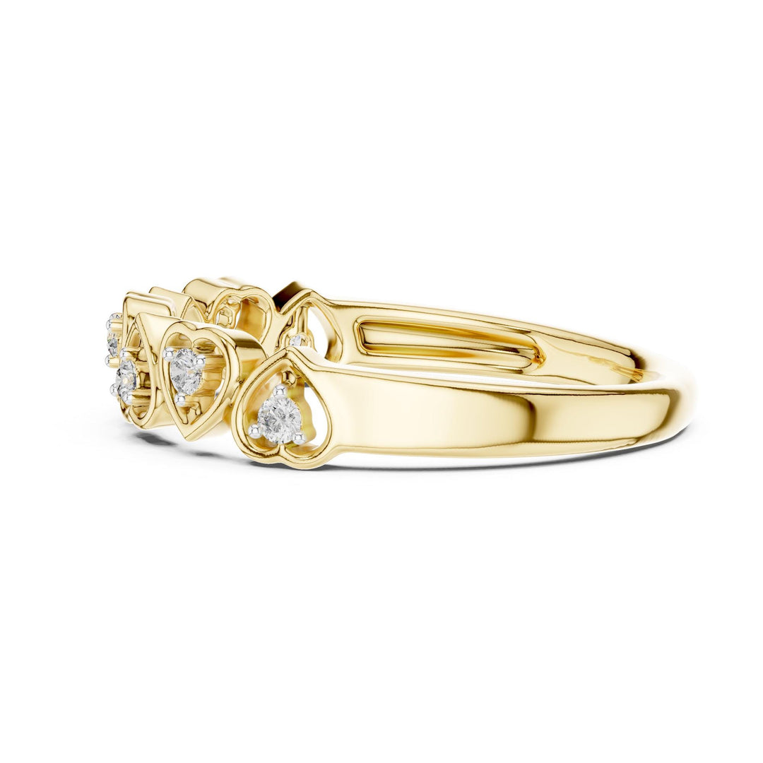 Round Cut Lab Grown Diamond Half Eternity Band, 0.10ct Total, Solid Gold