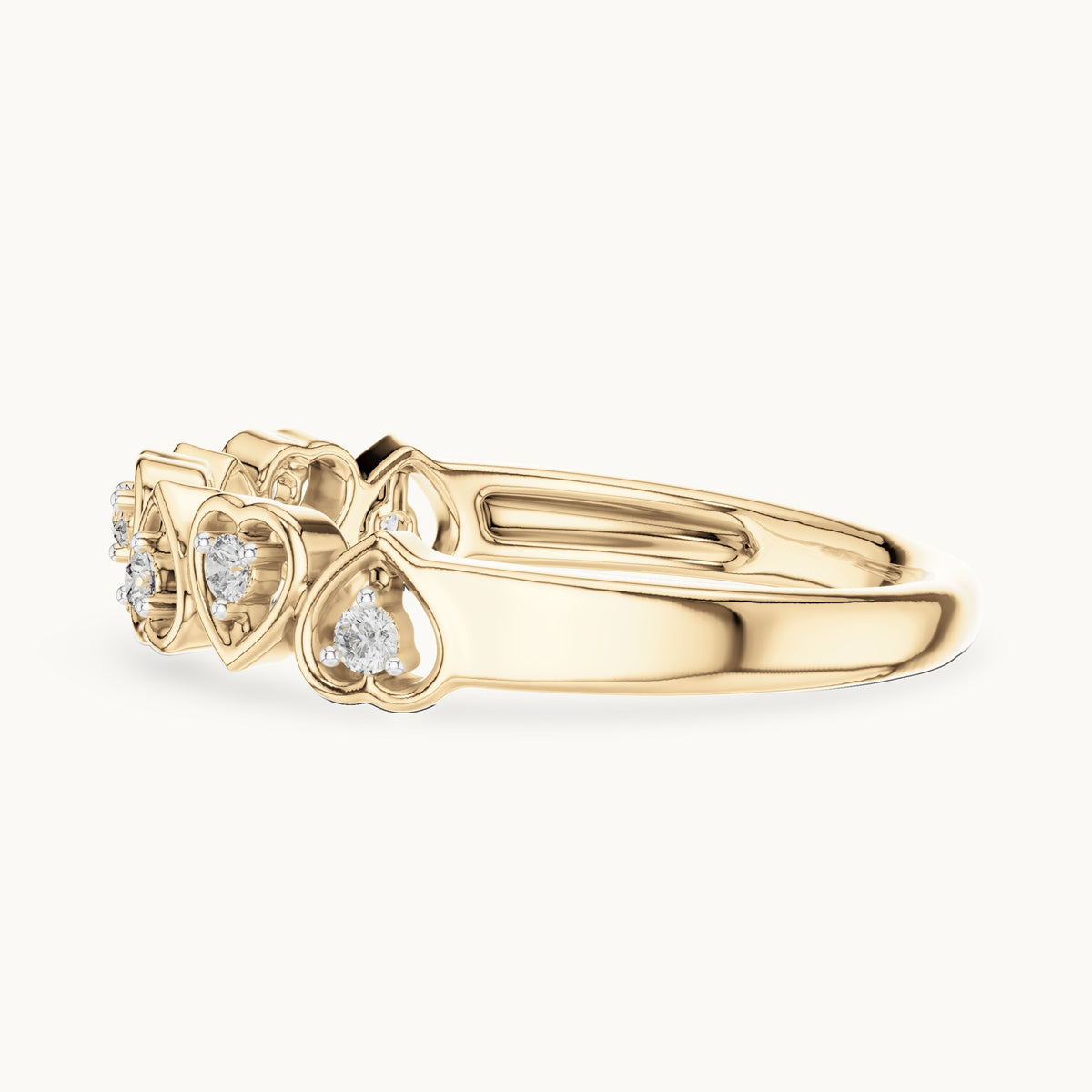 Round cut lab-grown diamond half eternity band, 0.10 CT TW, solid gold, view 3