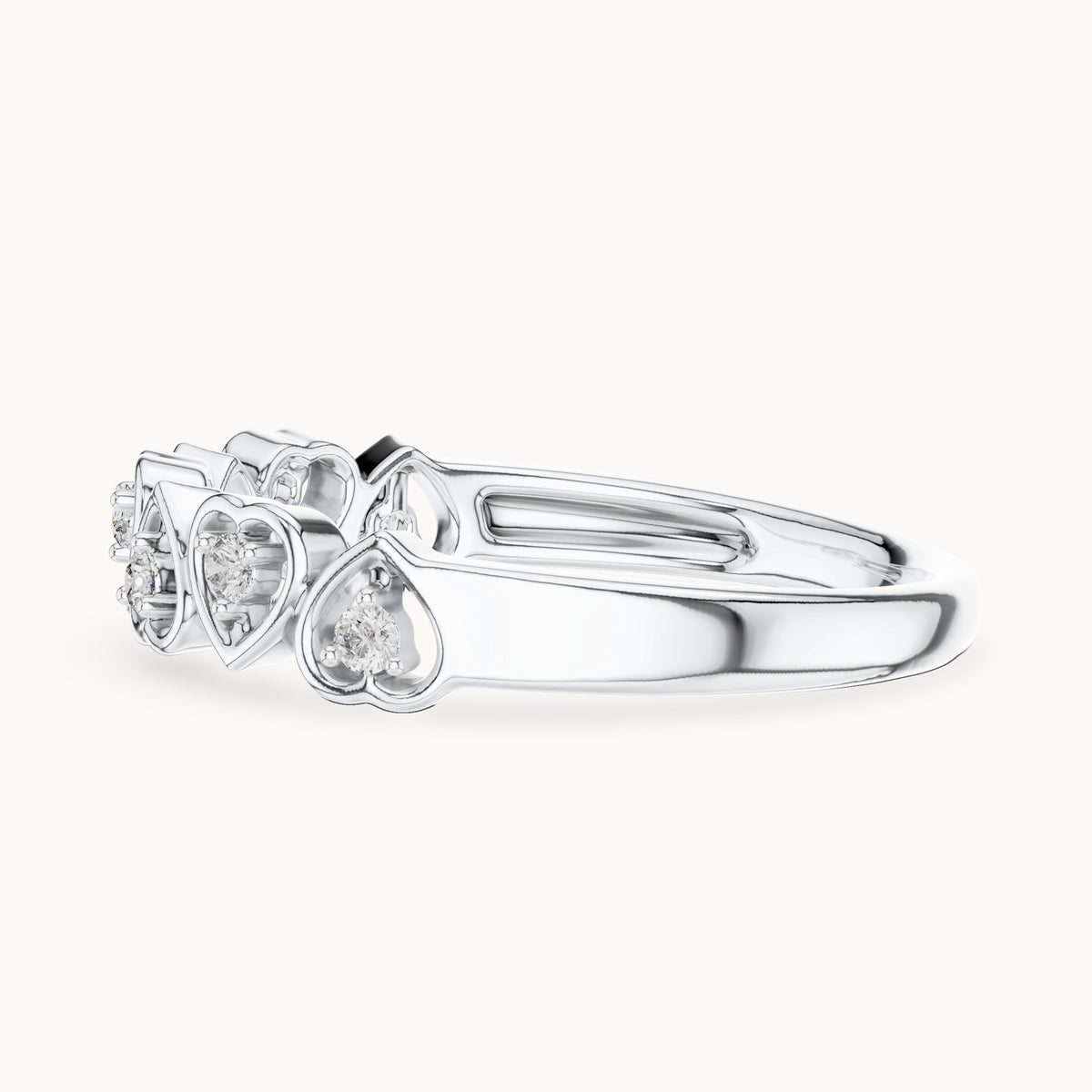 Round cut lab-grown diamond half eternity band, 0.10 CT TW, solid gold, view 5