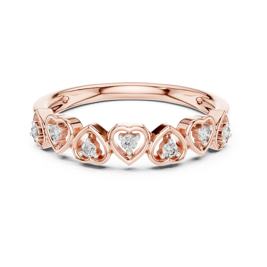 Round Cut Lab Grown Diamond Half Eternity Band, 0.10ct Total, Solid Gold