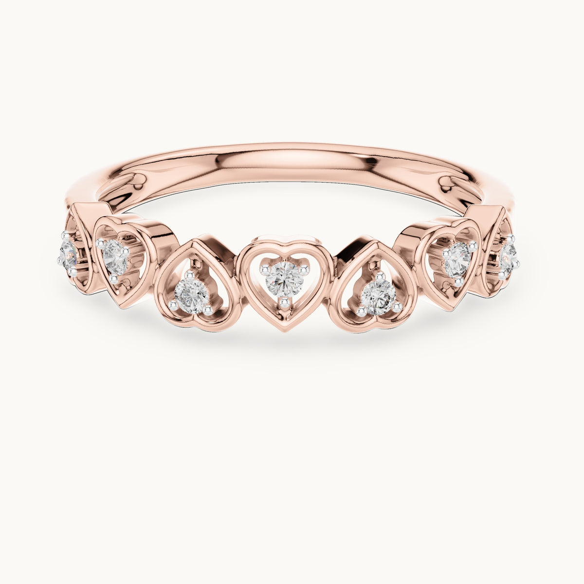 Round cut lab-grown diamond half eternity band, 0.10 CT TW, solid gold, view 9
