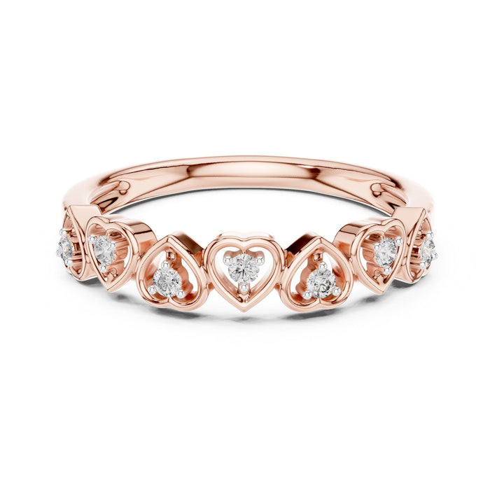 Round Cut Lab Grown Diamond Half Eternity Band, 0.10ct Total, Solid Gold