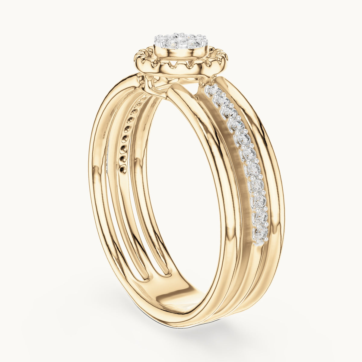 Round cut lab-grown diamond half eternity band, 0.19 CT TW, solid gold, view 2