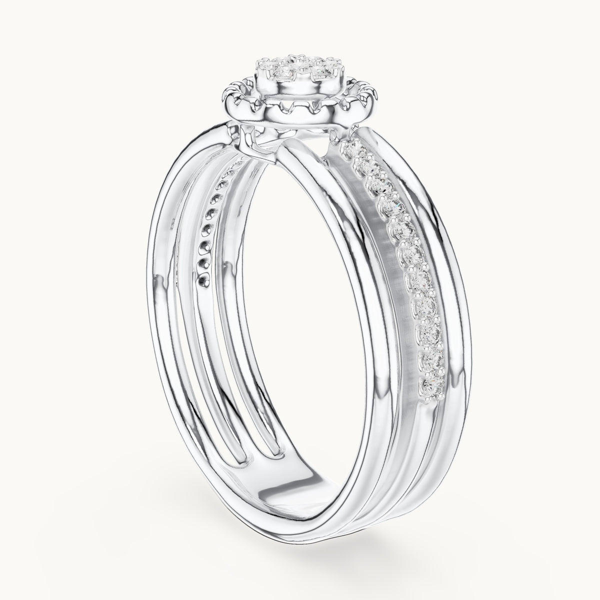 Round cut lab-grown diamond half eternity band, 0.19 CT TW, solid gold, view 4