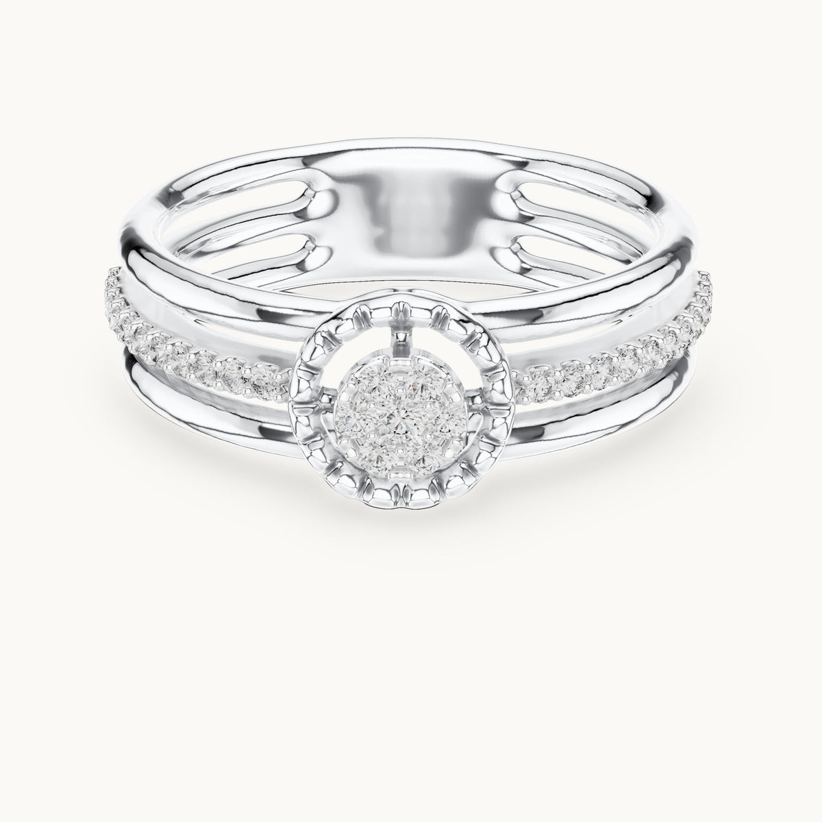 Round cut lab-grown diamond half eternity band, 0.19 CT TW, solid gold, view 6