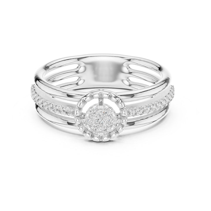 Round Cut Lab Grown Diamond Half Eternity Band, 0.19ct Total, Solid Gold