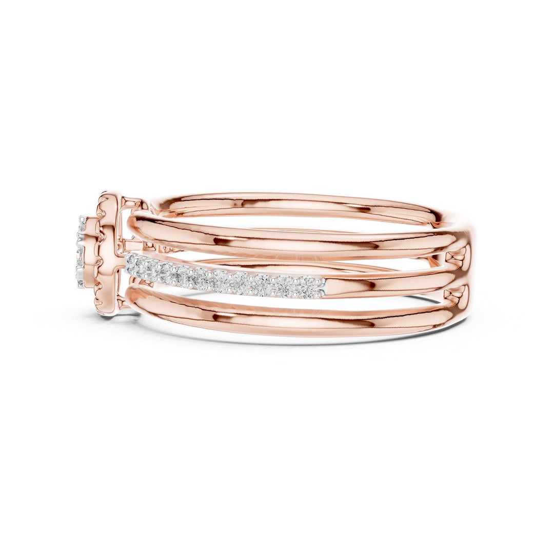Round Cut Lab Grown Diamond Half Eternity Band, 0.19ct Total, Solid Gold