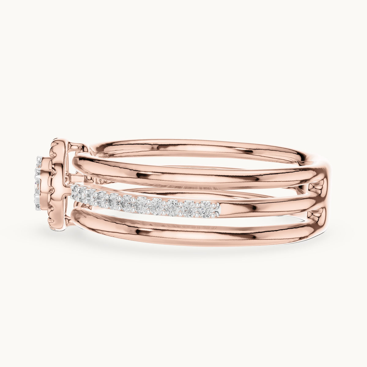 Round cut lab-grown diamond half eternity band, 0.19 CT TW, solid gold, view 8