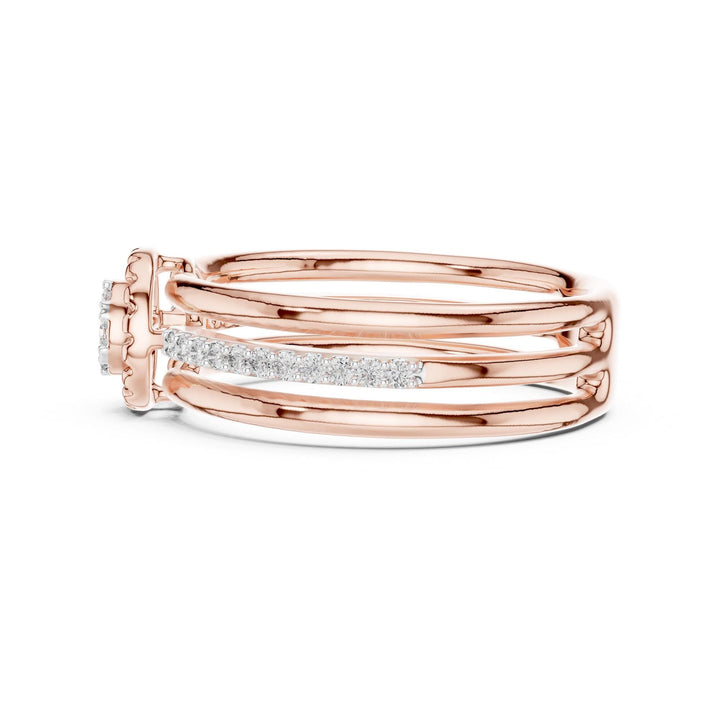 Round Cut Lab Grown Diamond Half Eternity Band, 0.19ct Total, Solid Gold